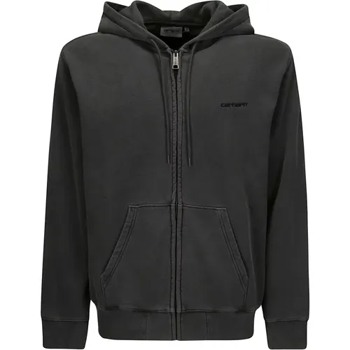 Gray Zip Hoodie Sweatshirt with Logo , male, Sizes: S, M, L - Carhartt WIP - Modalova