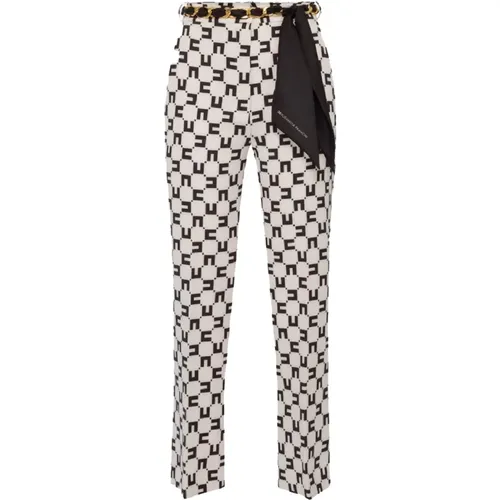 Printed Logo Flared Pants , female, Sizes: XL, L - Elisabetta Franchi - Modalova