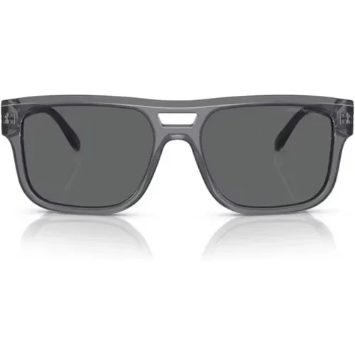 Transparent Grey Rectangular Sunglasses , male, Sizes: 57 MM - Emporio Armani - Modalova