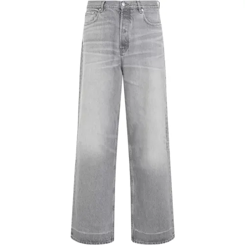 Grey Distressed Loose Fit Denim Jeans , male, Sizes: W34 - 032c - Modalova
