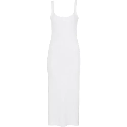 Weiße Geraffte Kleid mit Rundhalsausschnitt , Damen, Größe: M - Chloé - Modalova