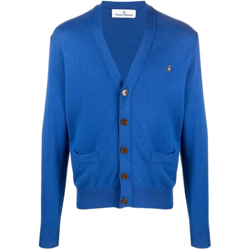 Cotton-Cashmere Blend Sweater with Signature Orb Logo , male, Sizes: M - Vivienne Westwood - Modalova