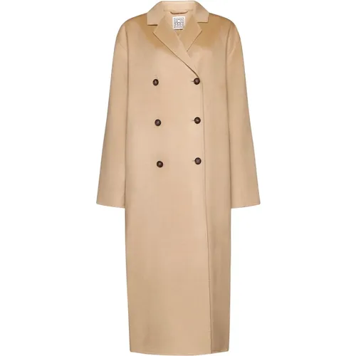 Oversized Double-Breasted Biscuit Wool Coat , Damen, Größe: XS - TotêMe - Modalova