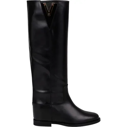 Santa Monica Leather Knee-High Boots , female, Sizes: 4 1/2 UK, 5 UK, 4 UK, 7 UK, 6 UK - Via Roma 15 - Modalova