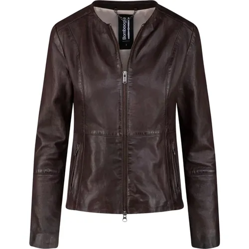 Slim-Fit Leather Jacket - , female, Sizes: XS, XL, M, S, 2XL, L - BomBoogie - Modalova