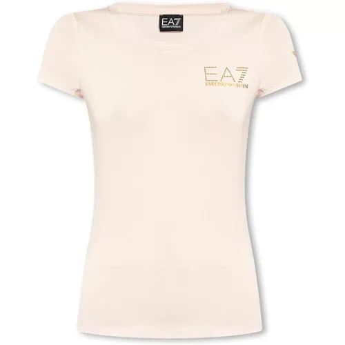 T-Shirt mit Logo , Damen, Größe: L - Emporio Armani EA7 - Modalova