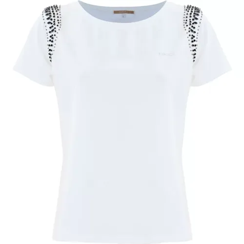 T-Shirt mit Strsteinen und Perlenstickerei - Kocca - Modalova