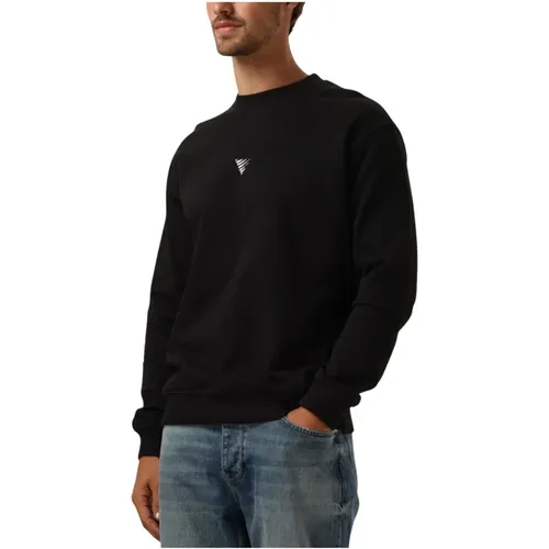 Schwarzer Rundhalsausschnitt Pullover Lässiger Stil , Herren, Größe: M - Pure Path - Modalova