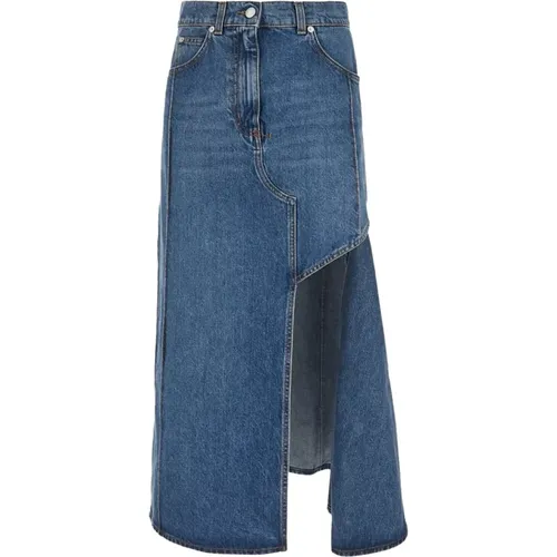 Zerrissener Denim Bleistiftrock , Damen, Größe: S - alexander mcqueen - Modalova