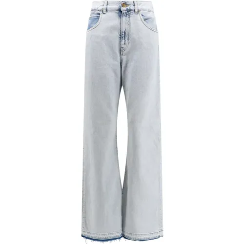 Blaue Wide Leg Jeans mit Knopf- und Reißverschluss , Damen, Größe: W25 - pinko - Modalova