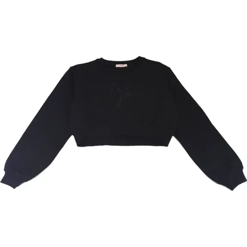 Kurzer bestickter Rundhalsausschnitt-Sweatshirt - Liu Jo - Modalova