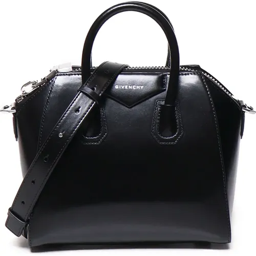 Schwarze Lederschultertasche mit silbernen Details - Givenchy - Modalova