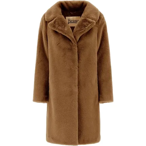 Beaver-effect Fur Coat Camel , female, Sizes: M - Herno - Modalova