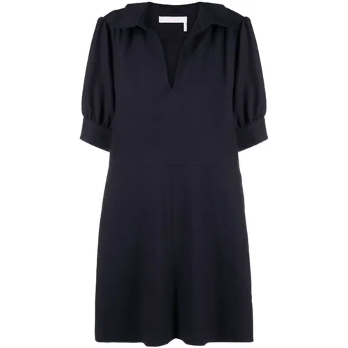 Dress with polo popline , female, Sizes: S - See by Chloé - Modalova