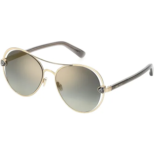 Gold/Grey Shaded Sunglasses Sarah/S , female, Sizes: 56 MM - Jimmy Choo - Modalova