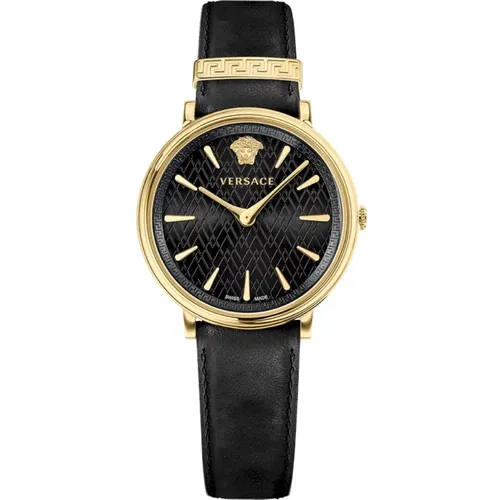 And Gold Circle Watch , female, Sizes: ONE SIZE - Versace - Modalova