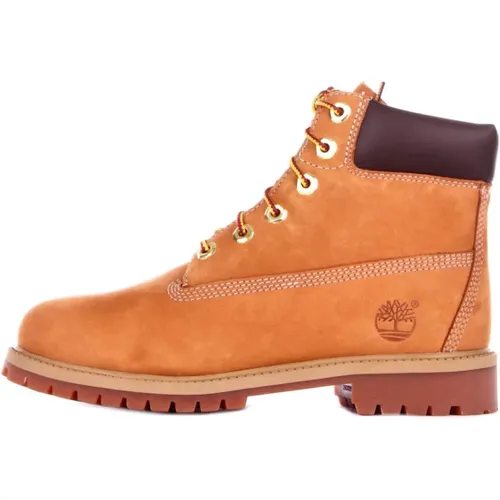 Junior Suede Logo Boots Rubber Sole , male, Sizes: 3 UK, 4 UK, 5 UK, 2 UK - Timberland - Modalova