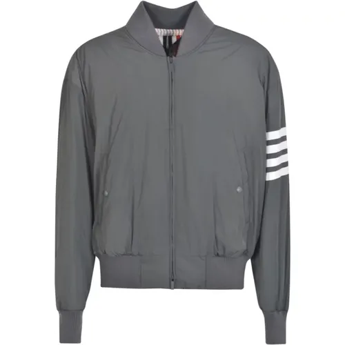 Grey 4-Bar Stripe Bomber Jacket , male, Sizes: L, XL - Thom Browne - Modalova