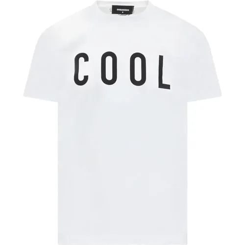Weißes Regular Fit Baumwoll T-Shirt - Dsquared2 - Modalova