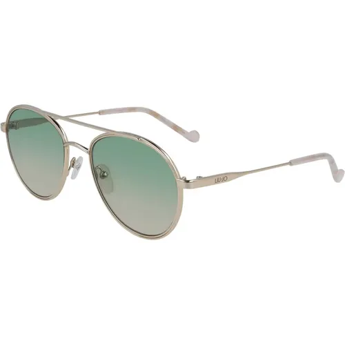 Golden Frame Green Lens Sunglasses , female, Sizes: 54 MM - Liu Jo - Modalova