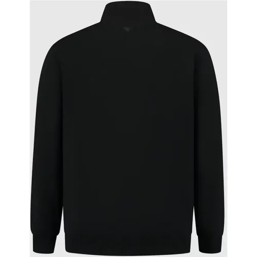 Half-Zip Milano Strickpullover in Schwarz , Herren, Größe: M - Pure Path - Modalova