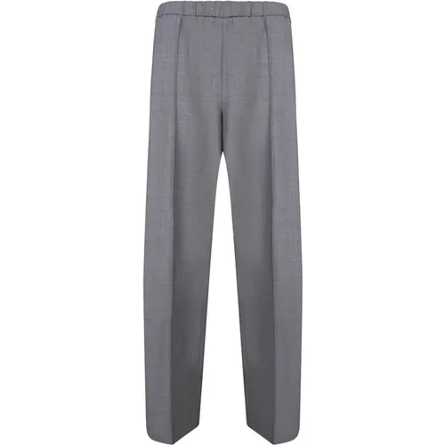 Grey Elegant Trousers Diamond Detail , female, Sizes: XS, S, L - Fabiana Filippi - Modalova