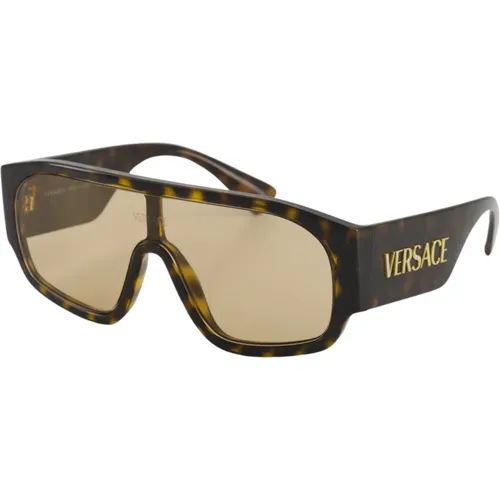 Havana Tortoise Sunglasses , male, Sizes: ONE SIZE - Versace - Modalova