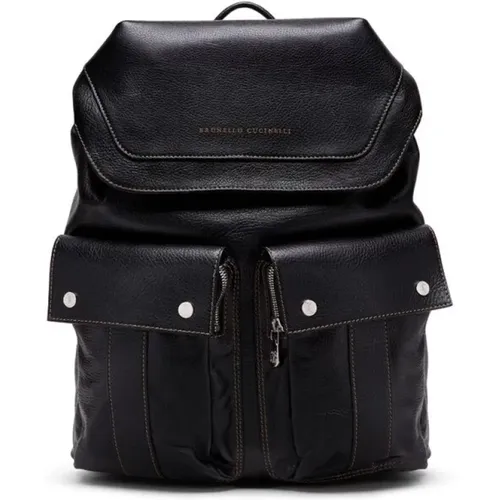 Rucksack aus perforiertem Leder mit Zugverschluss - BRUNELLO CUCINELLI - Modalova