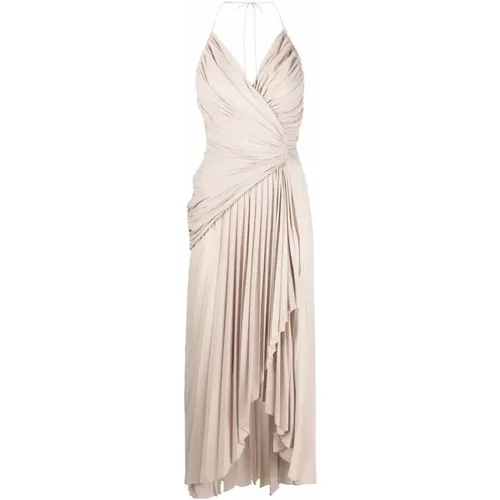 Sandfarbenes Drapiertes Asymmetrisches Kleid - Alexandre Vauthier - Modalova