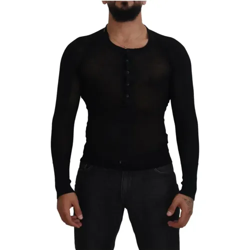 Cashmere Button Pullover Sweater , male, Sizes: XS - Dolce & Gabbana - Modalova
