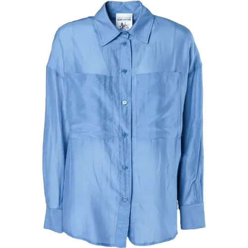 Silk Blend Shirt Pointed Collar , female, Sizes: S - Semicouture - Modalova