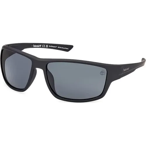 Polarisierte Matte Schwarze Sonnenbrille , Herren, Größe: 65 MM - Timberland - Modalova