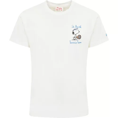 Snoopy Heart Embroidered Cotton T-shirt , male, Sizes: S, XL, M - MC2 Saint Barth - Modalova