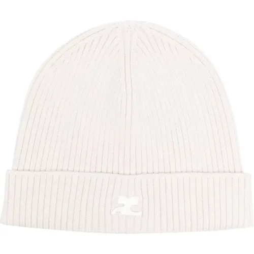 Logo-Patch Ribbed-Knit Beanie , female, Sizes: ONE SIZE - Courrèges - Modalova