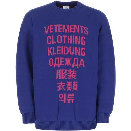 Oversized Blauer Wollpullover , Herren, Größe: S - Vetements - Modalova