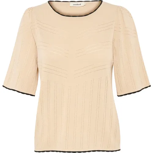 Short Sleeve Sandshell Knit Sweater , female, Sizes: M - Soaked in Luxury - Modalova