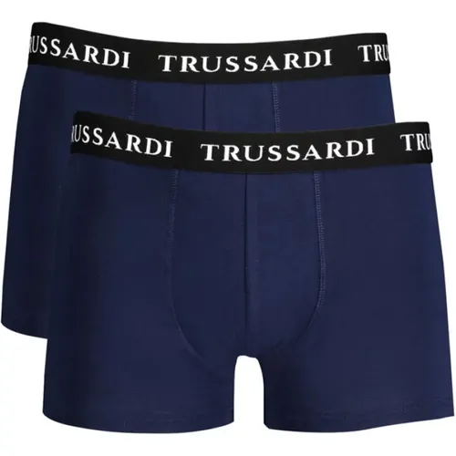 Blaue Baumwoll-Boxershorts-Packung , Herren, Größe: L - Trussardi - Modalova