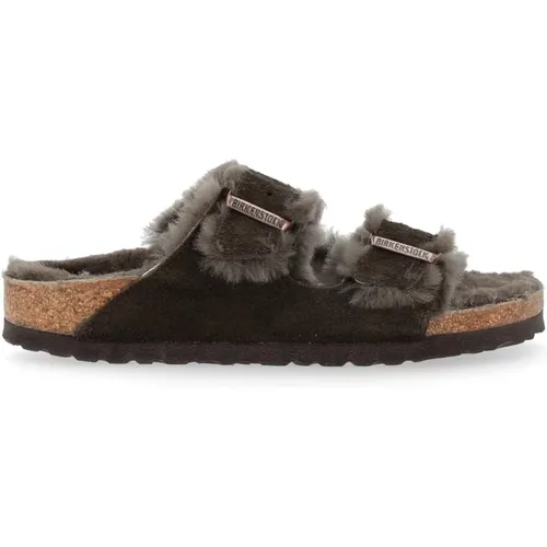 Shearling Mocca Sandalen , Damen, Größe: 39 EU - Birkenstock - Modalova