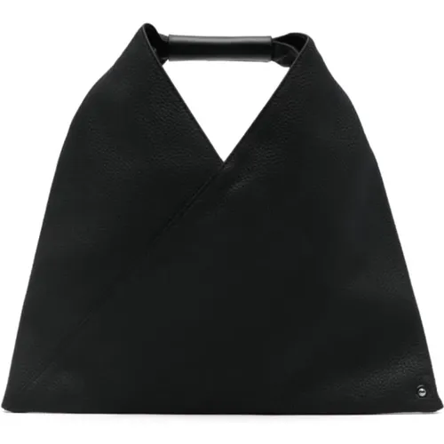 Schwarze Leder Tote Tasche , Damen, Größe: ONE Size - MM6 Maison Margiela - Modalova