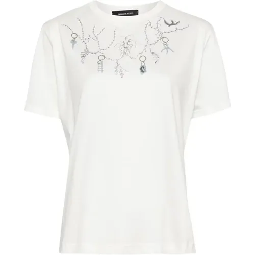Fabula-print cotton T-shirt , female, Sizes: XS - Fabiana Filippi - Modalova