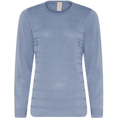 Strukturierter O-Neck Pullover in Seeblau , Damen, Größe: 2XL - Skovhuus - Modalova