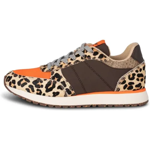 Leopard/Tiger Kuhfell Smart Mode Sneakers , Damen, Größe: 39 EU - Woden - Modalova