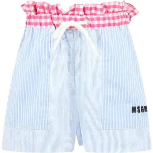 Blaue gestreifte Kinder-Shorts mit elastischem Bund - Msgm - Modalova