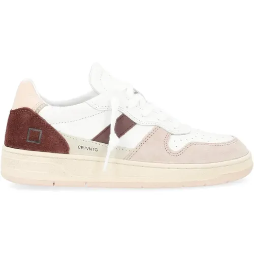 Vintage Calf White-Pink Court Sneakers , Damen, Größe: 36 EU - D.A.T.E. - Modalova