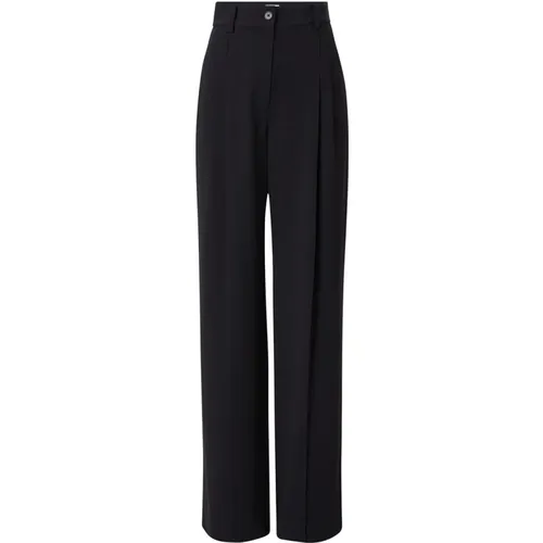 Schwarze Struktur-Twill-Weite Hose , Damen, Größe: L - Calvin Klein - Modalova