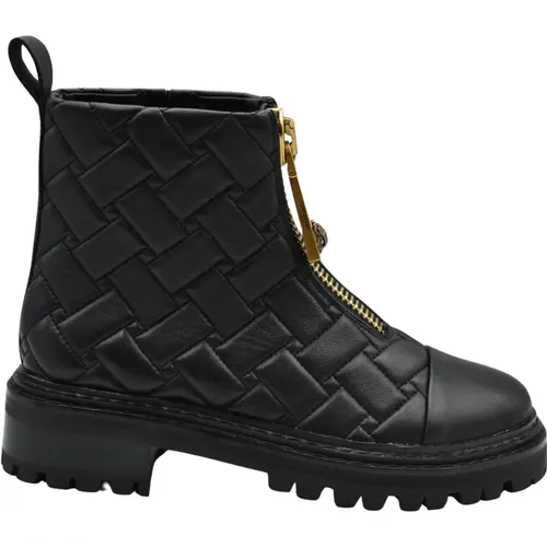 Schwarzer Leder Reißverschlussstiefel , Damen, Größe: 39 EU - Kurt Geiger - Modalova