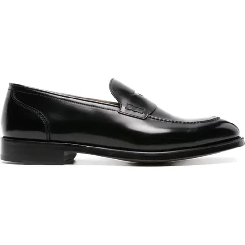 Schwarze Gebürstete Leder Penny Loafers - Doucal's - Modalova