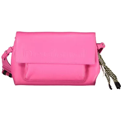 Rosa Polyethylen Handtasche mit Mehreren Taschen , Damen, Größe: ONE Size - Desigual - Modalova