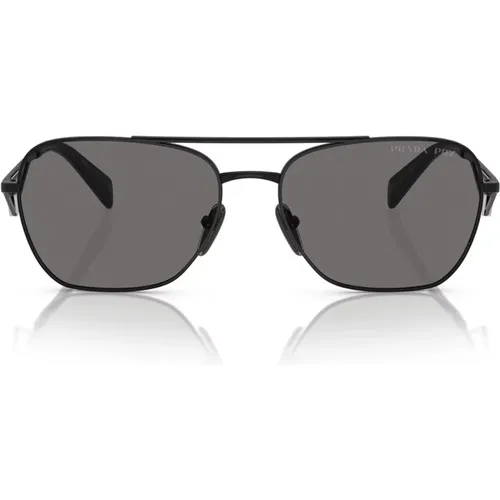 Womens Sunglasses with Polarized Dark Grey Lenses , unisex, Sizes: 59 MM - Prada - Modalova