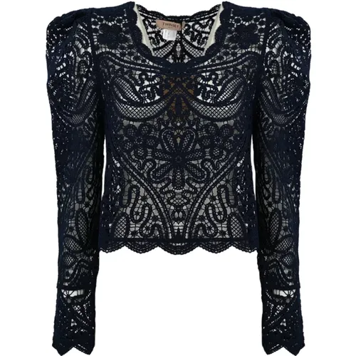 Lace Effect Sweater , female, Sizes: S, XS - Twinset - Modalova